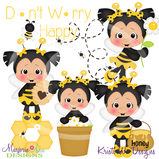 Bee Happy SVG Cutting Files Includes Clipart - Click Image to Close